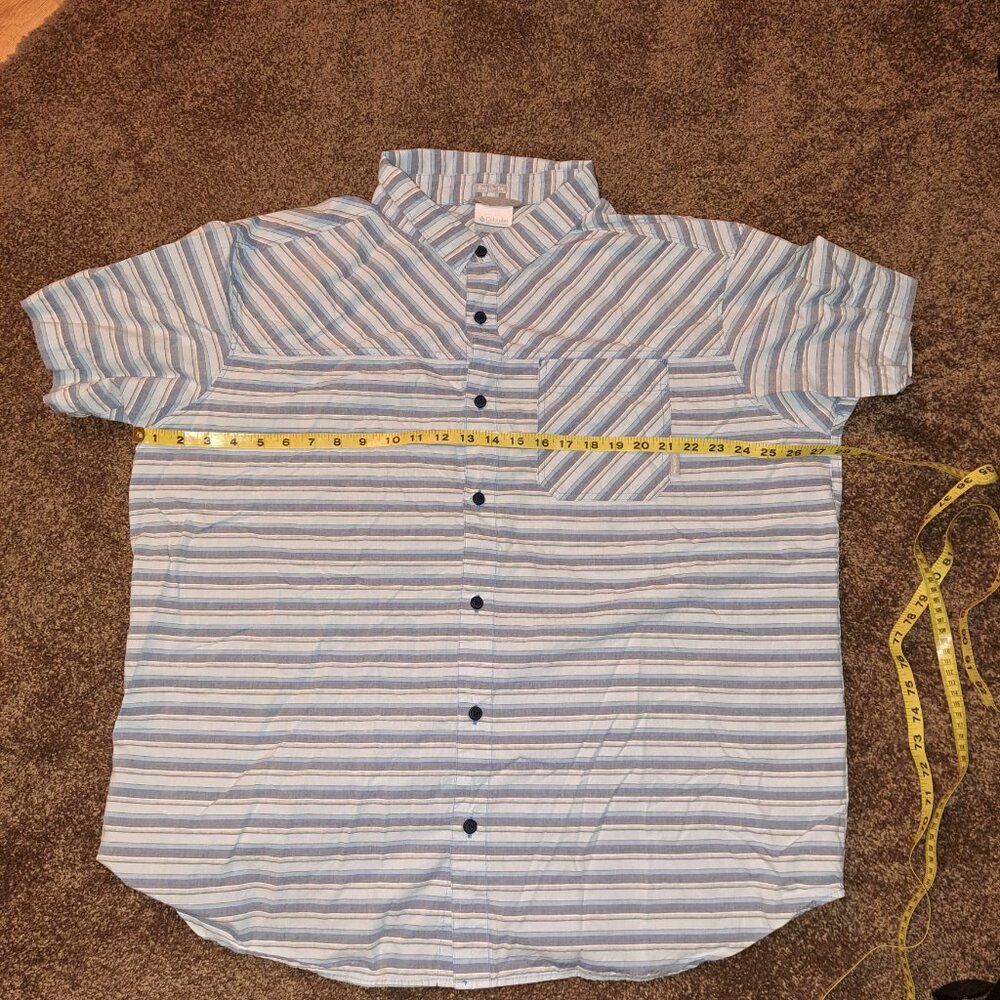 Columbia Men's Thompson Hill Yarn Dye Short Sleeve Azul Stripe Shirt XXL - Picture 4 of 9